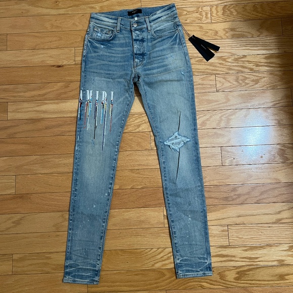 NWT Amiri Paint Drip Logo Jeans Size 31